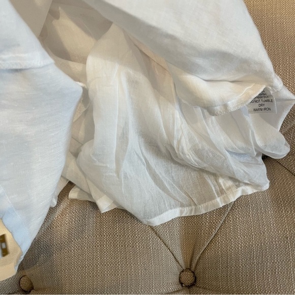 SAMSON Dress Women’s M White Linen Ruffled Neck dress Pockets - Picture 5 of 11